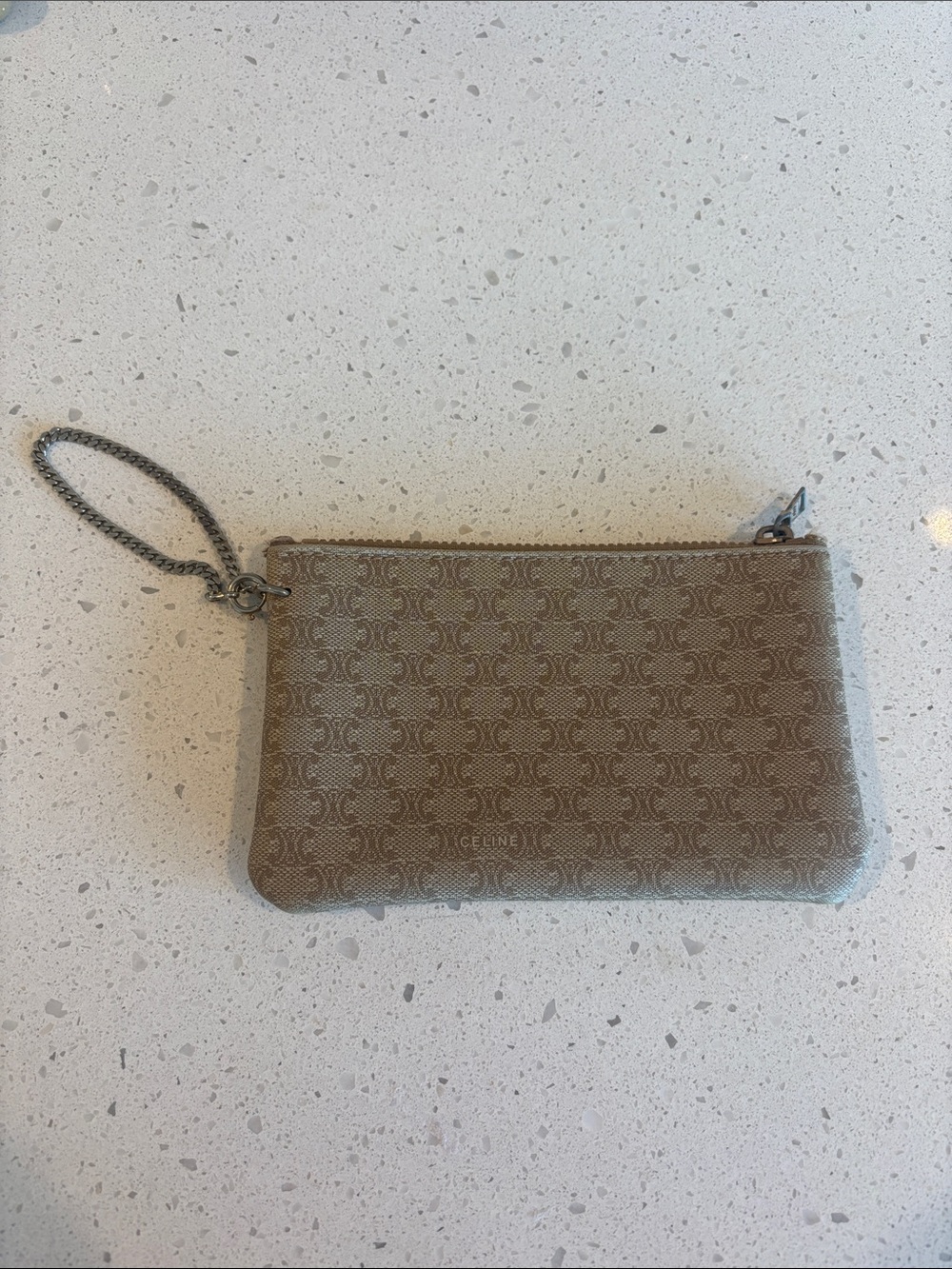 Celine Tan Monogram Canvas Wristlet with Chain Strap - Picture 9 of 9
